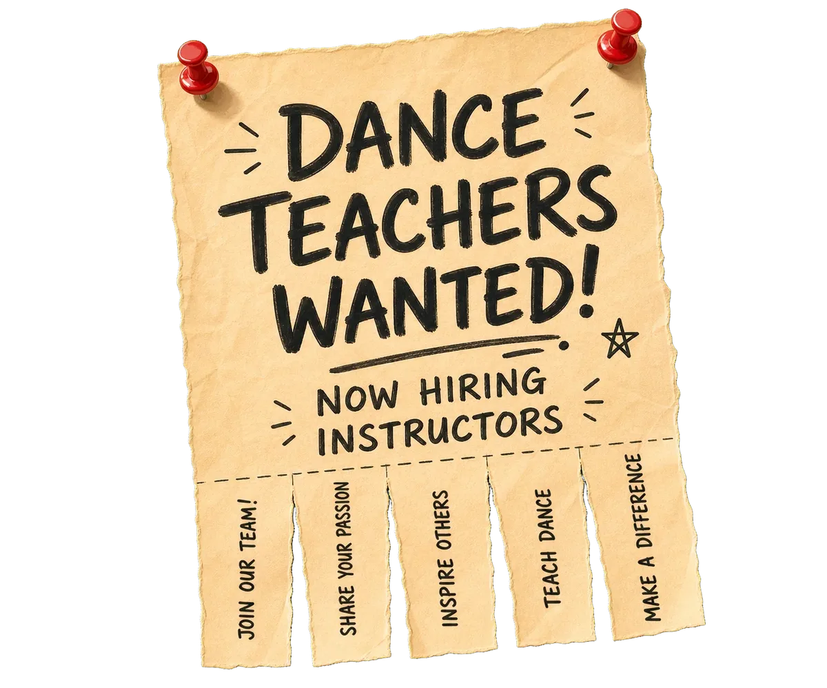 Dance teachers wanted poster pinned to a board